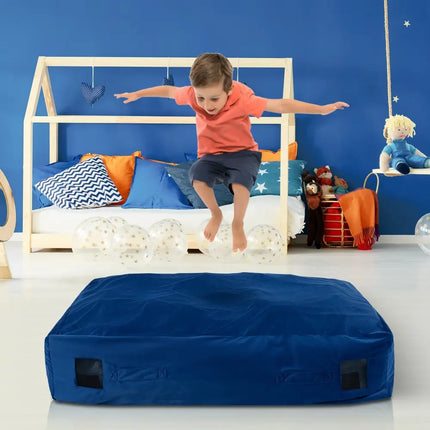 47 x 35.5 Inch Crash Pad Sensory Mat with Foam Blocks and Washable Cover - Blue - Oasis Home Essentials