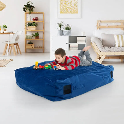 47 x 35.5 Inch Crash Pad Sensory Mat with Foam Blocks and Washable Cover - Blue - Oasis Home Essentials