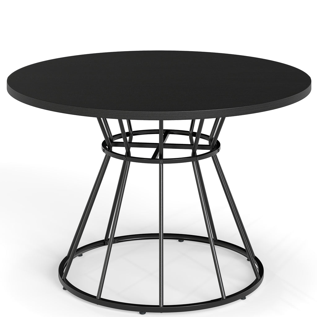47 Inches Round Dining Table for 4 Farmhouse Kitchen Table with Wooden Tabletop-Black