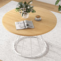 47 Inches Round Dining Table for 4 Farmhouse Kitchen Table with Wooden Tabletop-Natural