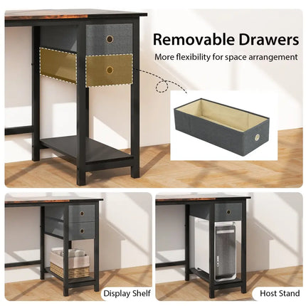 48/55-Inch Home Office Desk with 2 Drawers Hanging Hook-S Costway