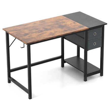 48/55-Inch Home Office Desk with 2 Drawers Hanging Hook-S Costway