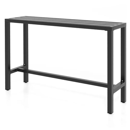 Black metal bar table on a white background