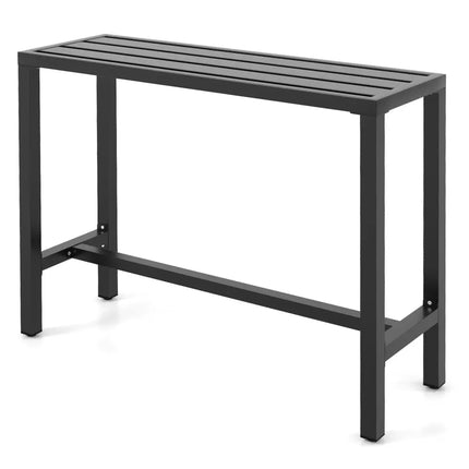 48/55 Inch Outdoor Bar Table with Waterproof Top and Heavy-duty Metal Frame-M - Black - Patio Dining Tables