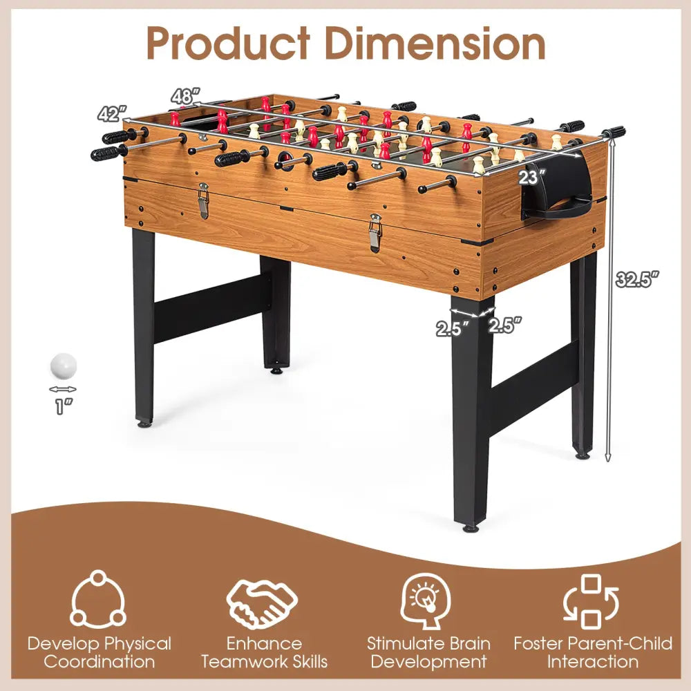 48 Inch 3-In-1 Multi Combo Game Table with Soccer for Game Rooms - Natural - Game Room