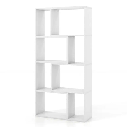 48 Inch 4-Tier Geometric Bookshelf with 8 Cubes for Living Room Bedroom-White Costway