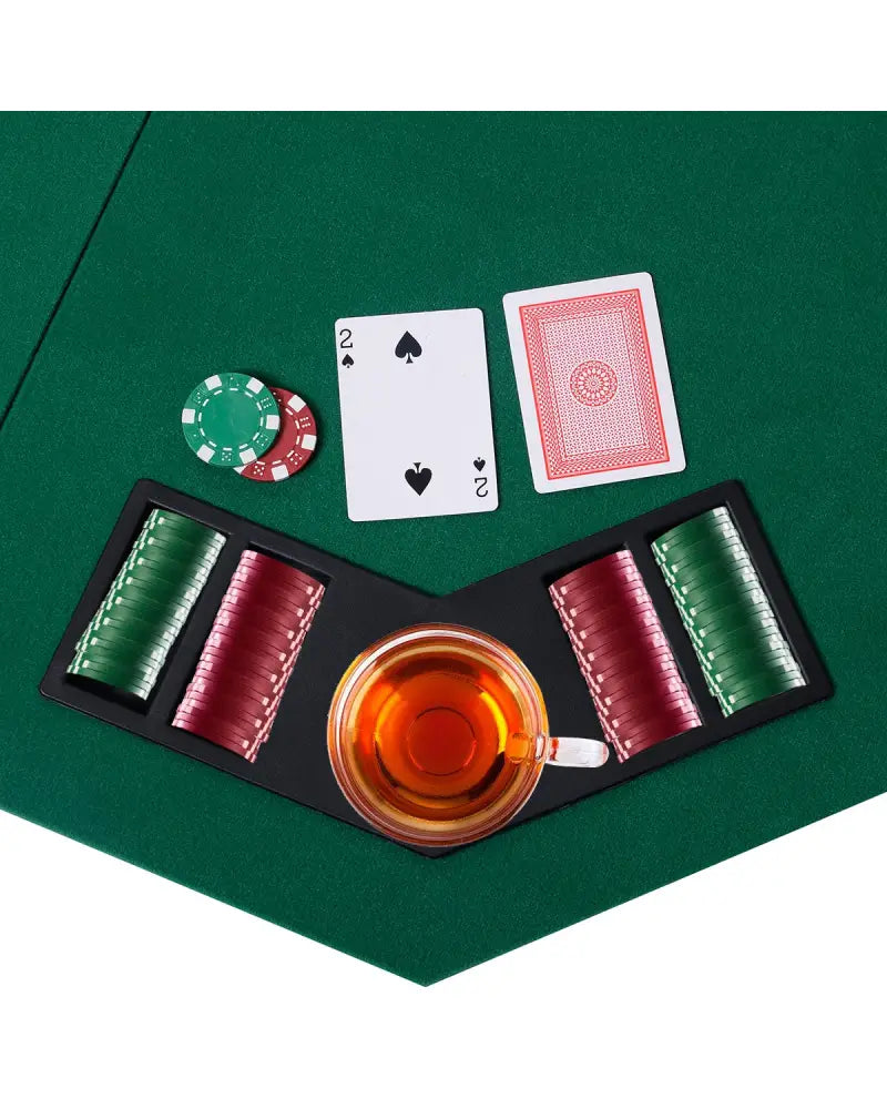 48 Inch 8 Players Octagon Fourfold Poker Table Top - Green - Game Room