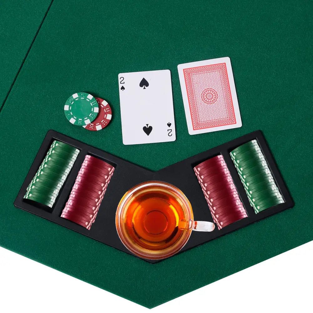 48 Inch 8 Players Octagon Fourfold Poker Table Top - Green - Game Room