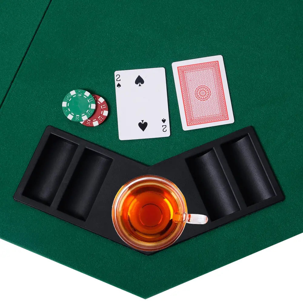 48 Inch 8 Players Octagon Fourfold Poker Table Top - Green - Game Room