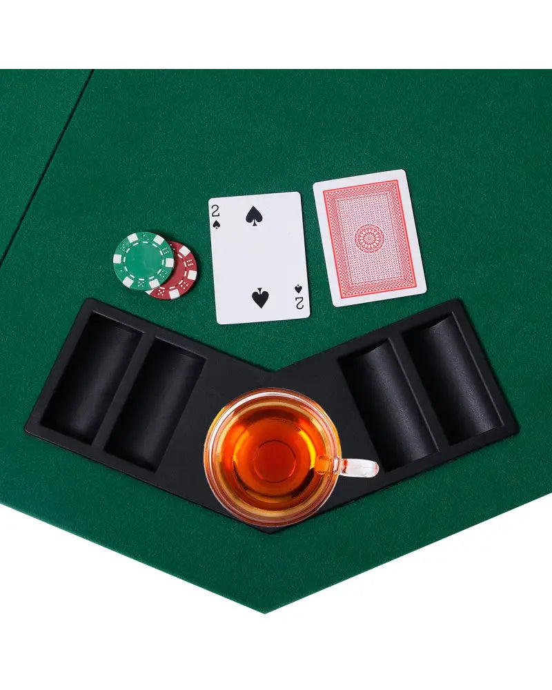 48 Inch 8 Players Octagon Fourfold Poker Table Top - Green - Game Room