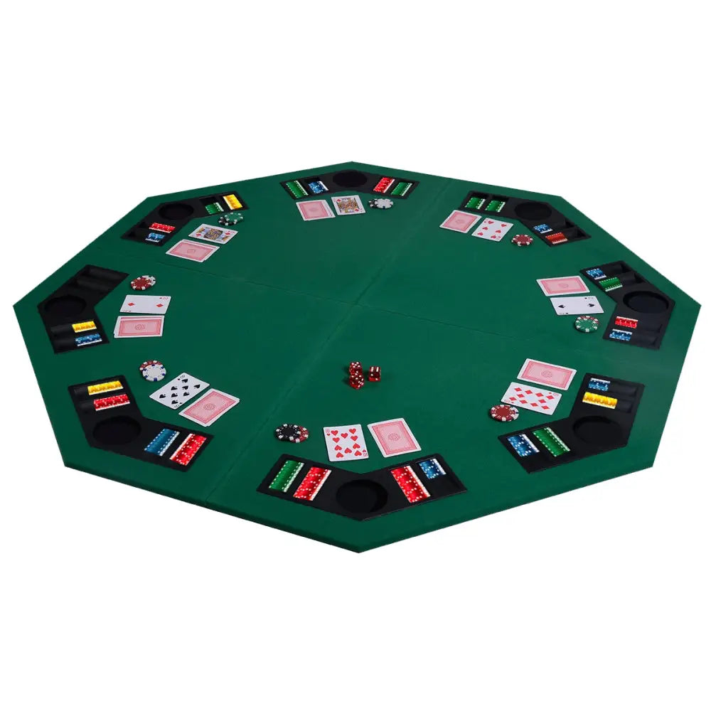 48 Inch 8 Players Octagon Fourfold Poker Table Top - Green - Game Room