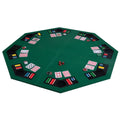 48 Inch 8 Players Octagon Fourfold Poker Table Top - Green - Game Room