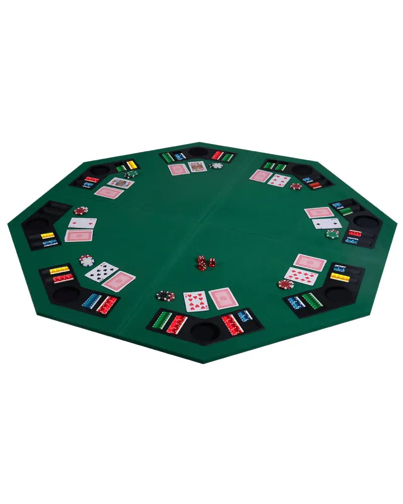 48 Inch 8 Players Octagon Fourfold Poker Table Top - Green - Game Room