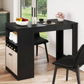 48 Inch Bar Table with Storage Cabinet and Wine Rack-Black - Black - Bar Tables