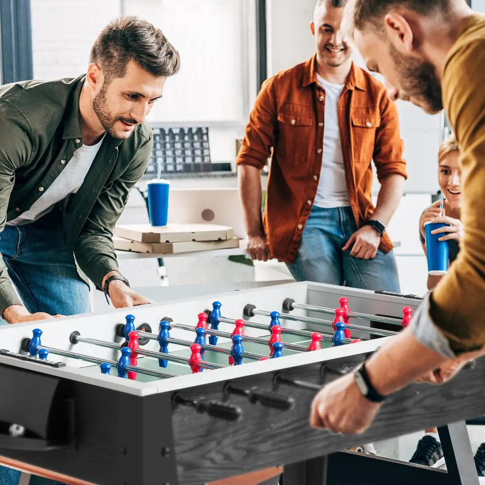 48 Inch Competition Sized Home Recreation Wooden Foosball Table-Black - Black - Game Room