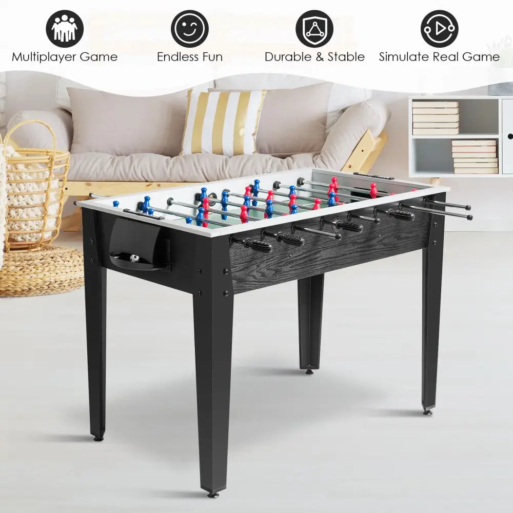 48 Inch Competition Sized Home Recreation Wooden Foosball Table-Black - Black - Game Room