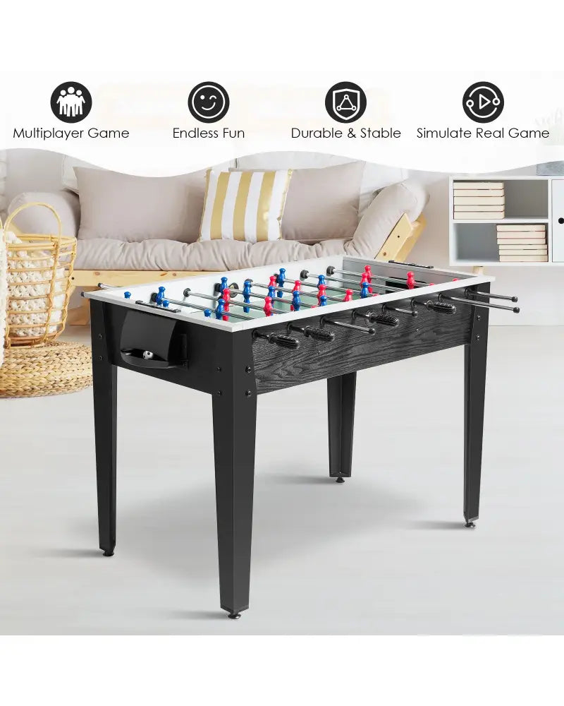 48 Inch Competition Sized Home Recreation Wooden Foosball Table-Black - Black - Game Room
