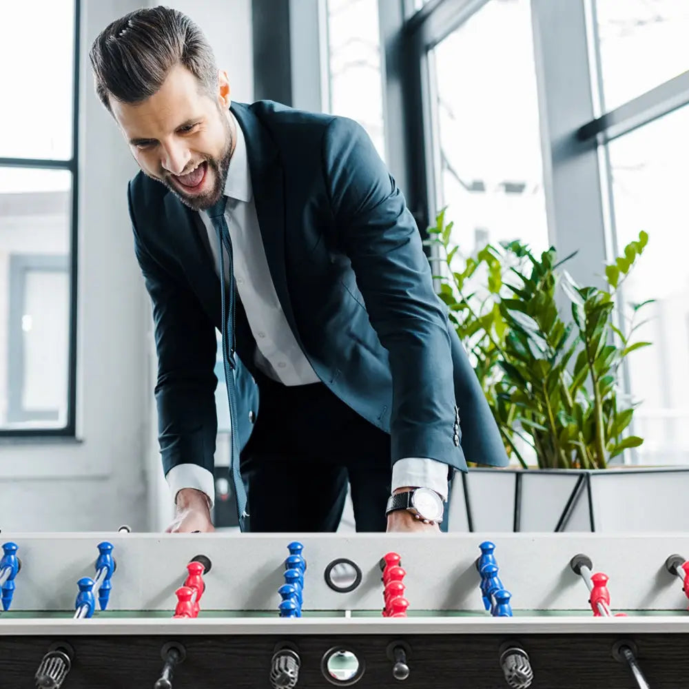 48 Inch Competition Sized Home Recreation Wooden Foosball Table-Black - Black - Game Room