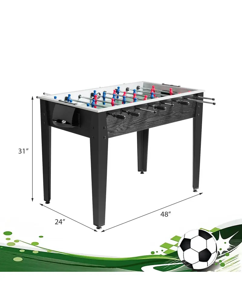 48 Inch Competition Sized Home Recreation Wooden Foosball Table-Black - Black - Game Room