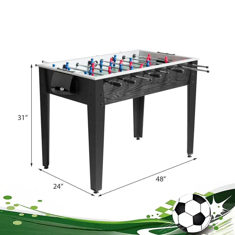 48 Inch Competition Sized Home Recreation Wooden Foosball Table-Black - Black - Game Room