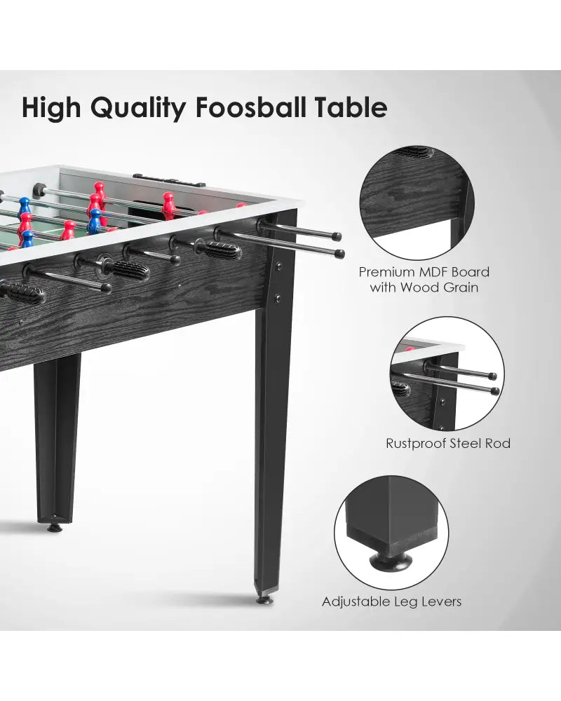 48 Inch Competition Sized Home Recreation Wooden Foosball Table-Black - Black - Game Room