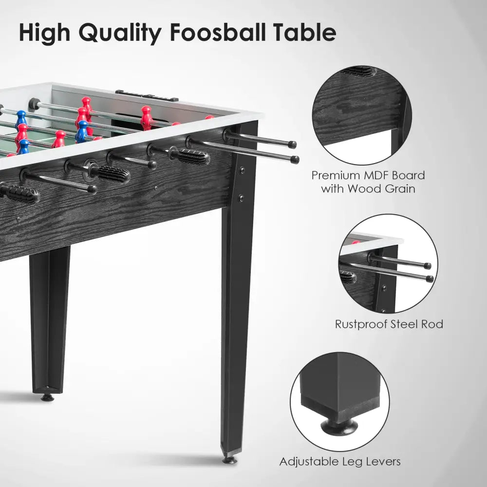 48 Inch Competition Sized Home Recreation Wooden Foosball Table-Black - Black - Game Room