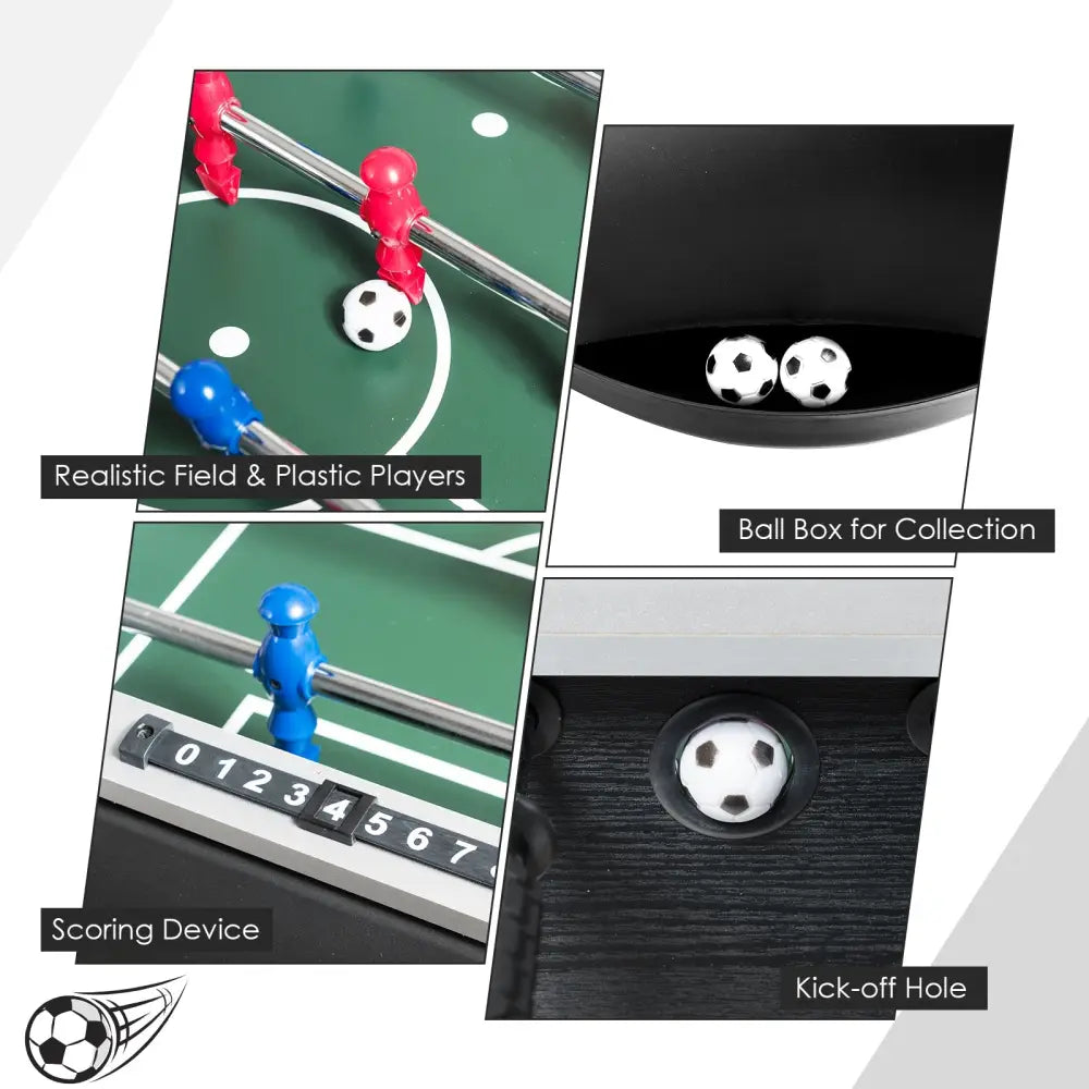 48 Inch Competition Sized Home Recreation Wooden Foosball Table-Black - Black - Game Room
