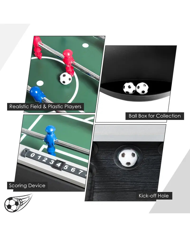 48 Inch Competition Sized Home Recreation Wooden Foosball Table-Black - Black - Game Room