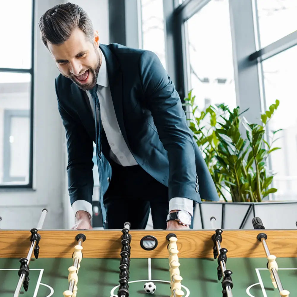 48 Inch Competition Sized Home Recreation Wooden Foosball Table-Brown - Brown - Game Room