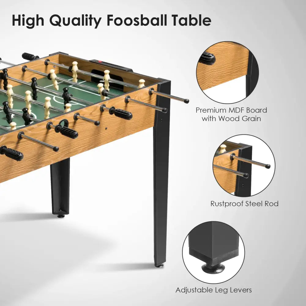 48 Inch Competition Sized Home Recreation Wooden Foosball Table-Brown - Brown - Game Room