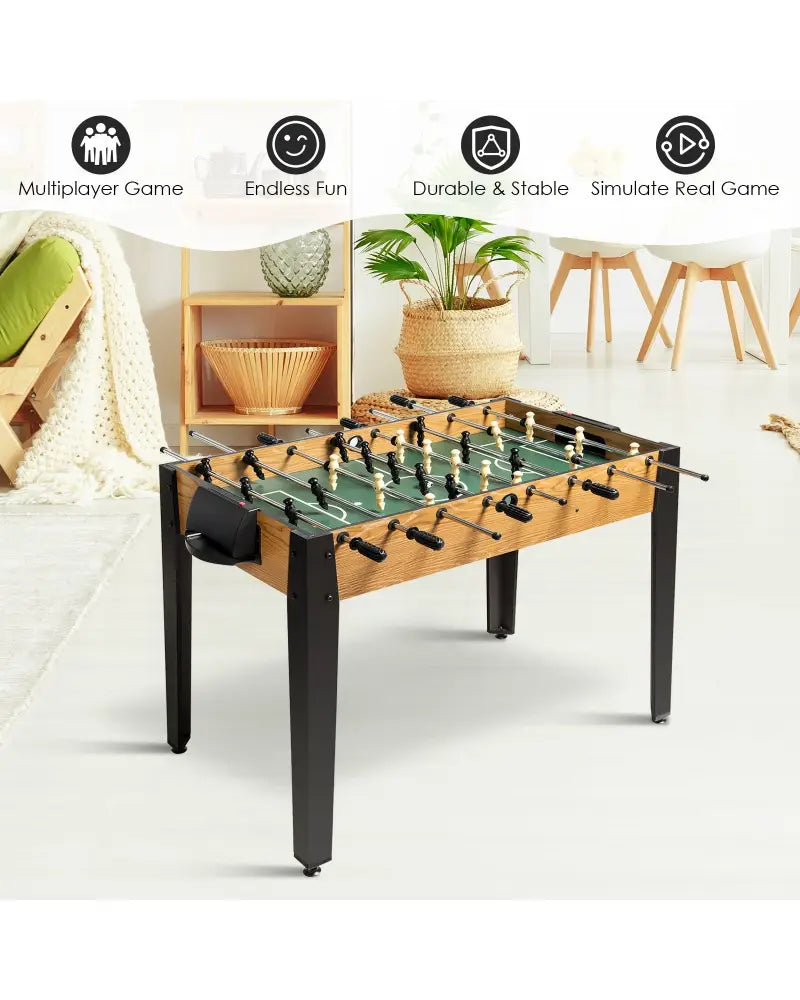 48 Inch Competition Sized Home Recreation Wooden Foosball Table-Brown - Brown - Game Room