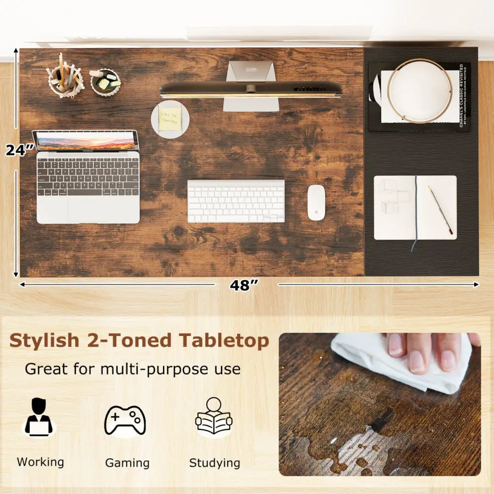48 Inch Computer Desk with 2 Fabric Drawers Industrial Home Office Desk-Rustic Brown - Rustic Brown - Computer Desks