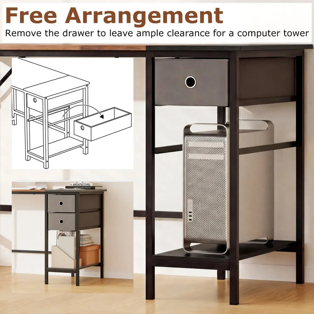 48 Inch Computer Desk with 2 Fabric Drawers Industrial Home Office Desk-Rustic Brown - Rustic Brown - Computer Desks