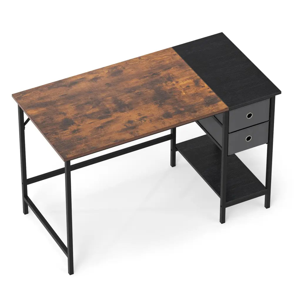 48 Inch Computer Desk with 2 Fabric Drawers Industrial Home Office Desk-Rustic Brown - Rustic Brown - Computer Desks