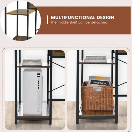48 Inch Computer Desk with Monitor Stand Drawer and Shelves-Rustic Brown Costway