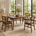 48 Inch Dining Table Set for 4 with Rattan Chairs Mid Century Kitchen Table and Chairs Set for Dining Room - Kitchen &