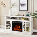 48 Inch Electric Fireplace TV Stand with Cabinets for TVs Up to 50 Inch-White - White - Entertainment Centers & TV