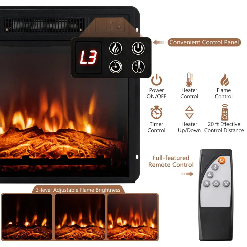 48 Inch Electric Fireplace TV Stand with Cabinets for TVs Up to 55 Inch-Brown - Brown - Entertainment Centers & TV