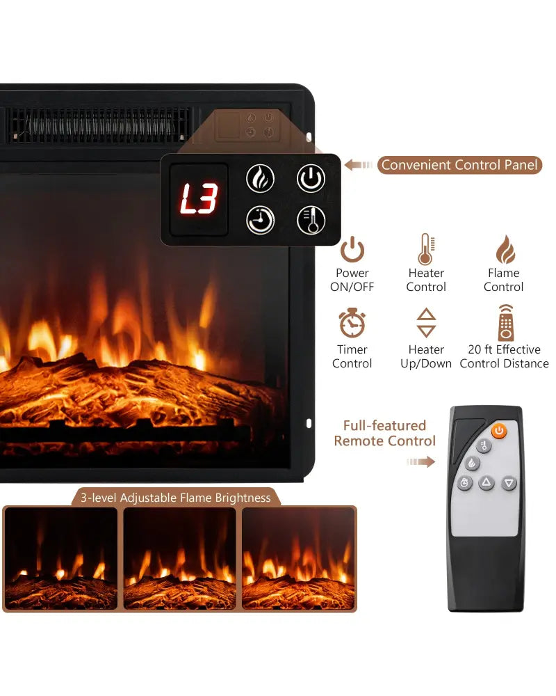 48 Inch Electric Fireplace TV Stand with Cabinets for TVs Up to 55 Inch-Brown - Brown - Entertainment Centers & TV