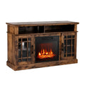 48 Inch Electric Fireplace TV Stand with Cabinets for TVs Up to 55 InchBrown - Oasis Home Essentials