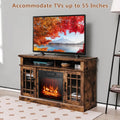 48 Inch Electric Fireplace TV Stand with Cabinets for TVs Up to 55 Inch-Brown - Brown - Entertainment Centers & TV