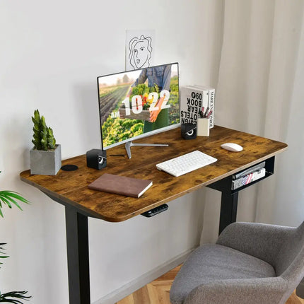 48-inch Electric Height Adjustable Standing Desk with Control Panel-Rustic Brown Costway