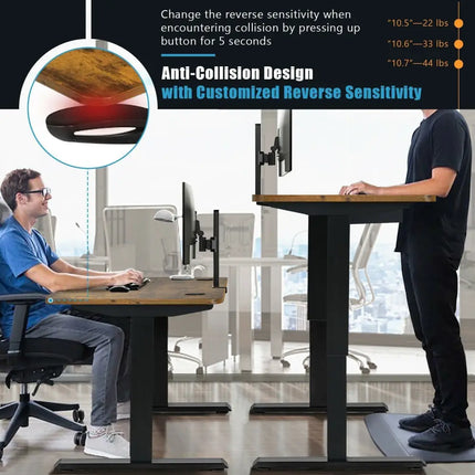 48-inch Electric Height Adjustable Standing Desk with Control Panel-Rustic Brown Costway