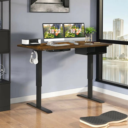 48-inch Electric Height Adjustable Standing Desk with Control Panel-Rustic Brown Costway