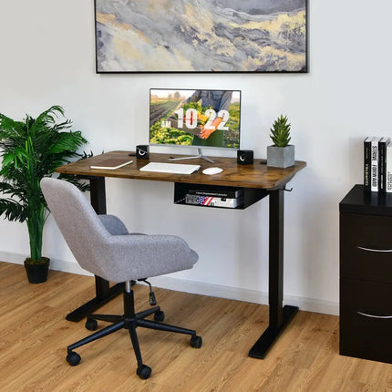48-inch Electric Height Adjustable Standing Desk with Control Panel-Rustic Brown Costway