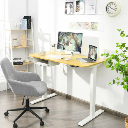 48-Inch Electric Standing Adjustable Desk with Control Panel and USB Port-Natural Costway