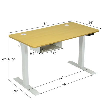 48-Inch Electric Standing Adjustable Desk with Control Panel and USB Port-Natural Costway