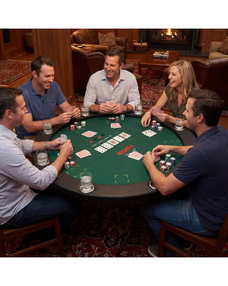 48 Inch Foldable Poker Table with 8 Cup Holders and Padded Edges-Green - Green - Game Room
