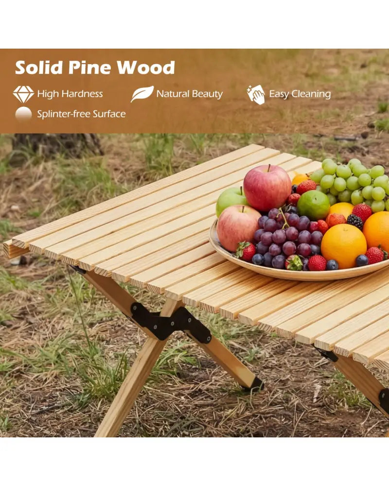 48 Inch Folding Camping Table with Carry Bag for Backyard-Natural - Natural - Camping Furniture