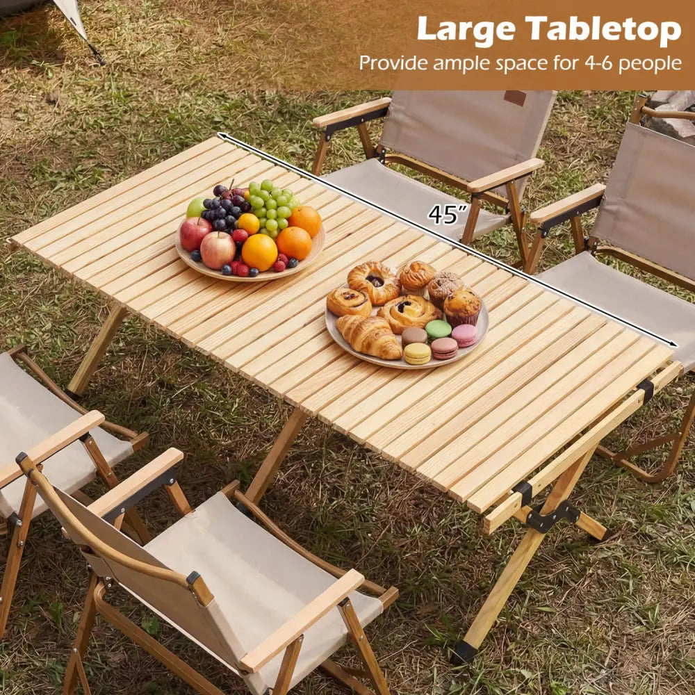 48 Inch Folding Camping Table with Carry Bag for Backyard-Natural - Natural - Camping Furniture